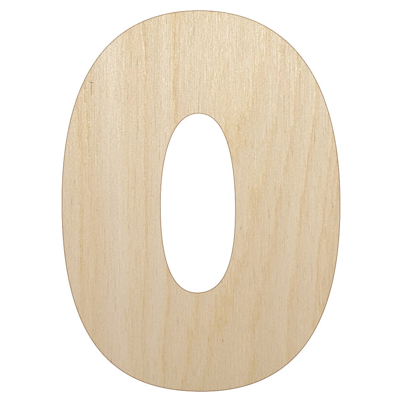 Number 0 Zero Fun Bold Font Unfinished Wood Shape Piece Cutout for DIY Craft Projects